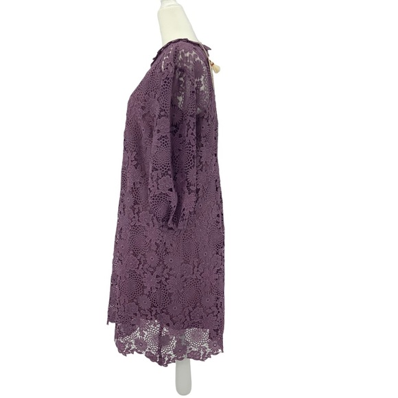 Johnny Was Purple Slip Dress with Lace Overlay B1 - Picture 9 of 14